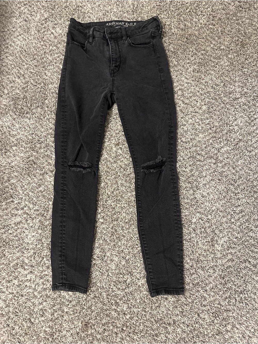 American Eagle Outfitters Black Ripped High-Rise Skinny Jeans